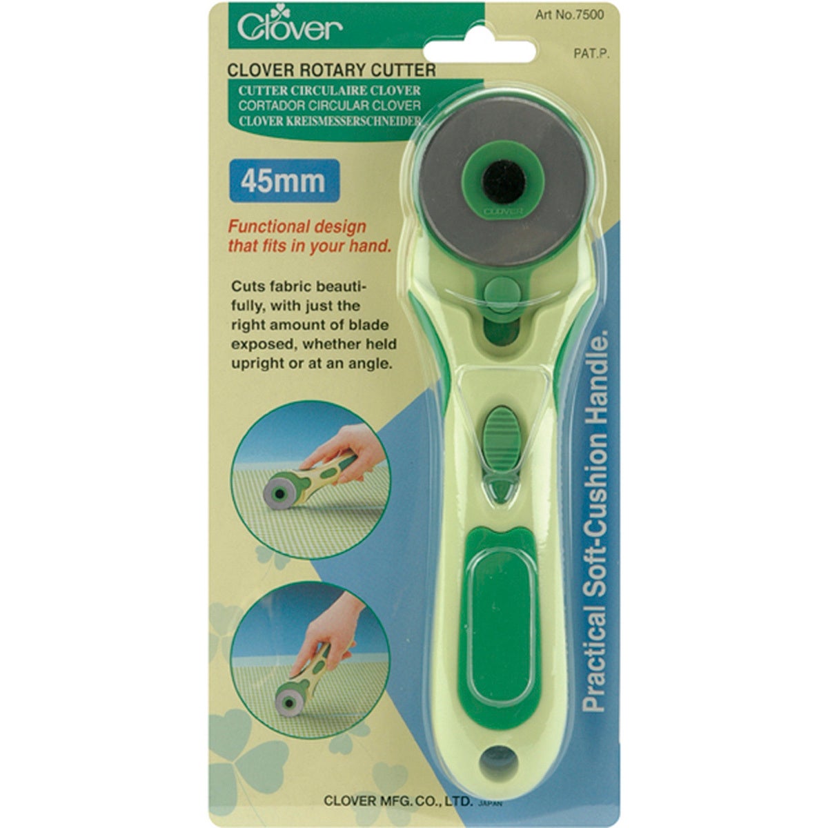 Tagliere Rotativo Clover 45 Mm 7500 – Taglia Tessuti Con Impugnatura Morbida, Per Destri E Mancini